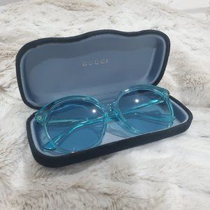 Gucci Core 59mm Round Sunglasses, Color: Blue with velvet case OS
